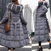 New Winter Jacket Ladies Warm Fashion Bow Belt Collar Long Dress Ladies Thick Coat