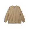 Solid Color Tag Logo Crew Neck Loose Long Sleeve Sweatshirt Women Tops Brown FB5117-395