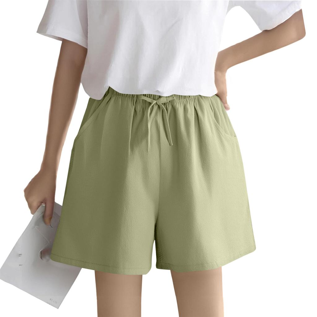 Women's Solid Color Linen Cotton Hemp Casual Sports Casual Shorts Pants