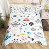 Kids Rocket Duvet Cover Twin Boys Space Planet Theme Bedding Set 3pcs Set Watercolor Spaceship Stars Universe Comforter Cover