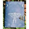 Blank Spell Book of Shadows Vintage Handmade Leather Journal Luna Moth Print 7X5