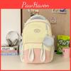 Large Blocking Color Capacity Backpack With Rabbit Ear Design And Letter Print