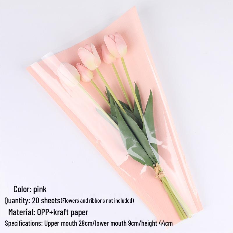 Chinese Style Transparent Floral Packaging Bag - Waterproof Kraft Paper