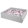 Soft Ball Pit Square 120x30cm/200 Balls Balls 7cm / 2.75in for Kids, Light Grey:white-grey-powder Pink