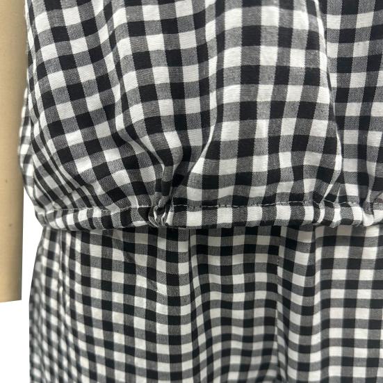 2 Pcs/Set Women Spring Top Pants Set Plaid Print Three-quarter Sleeves Round Neck Split Back T-shirt