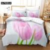 Sky Tulip Lovers Queen Bedding Set Duvet Cover Kids Bedroom Bed Set Comforter Cover Set King Size Duvet Cover Set Bedding Sets