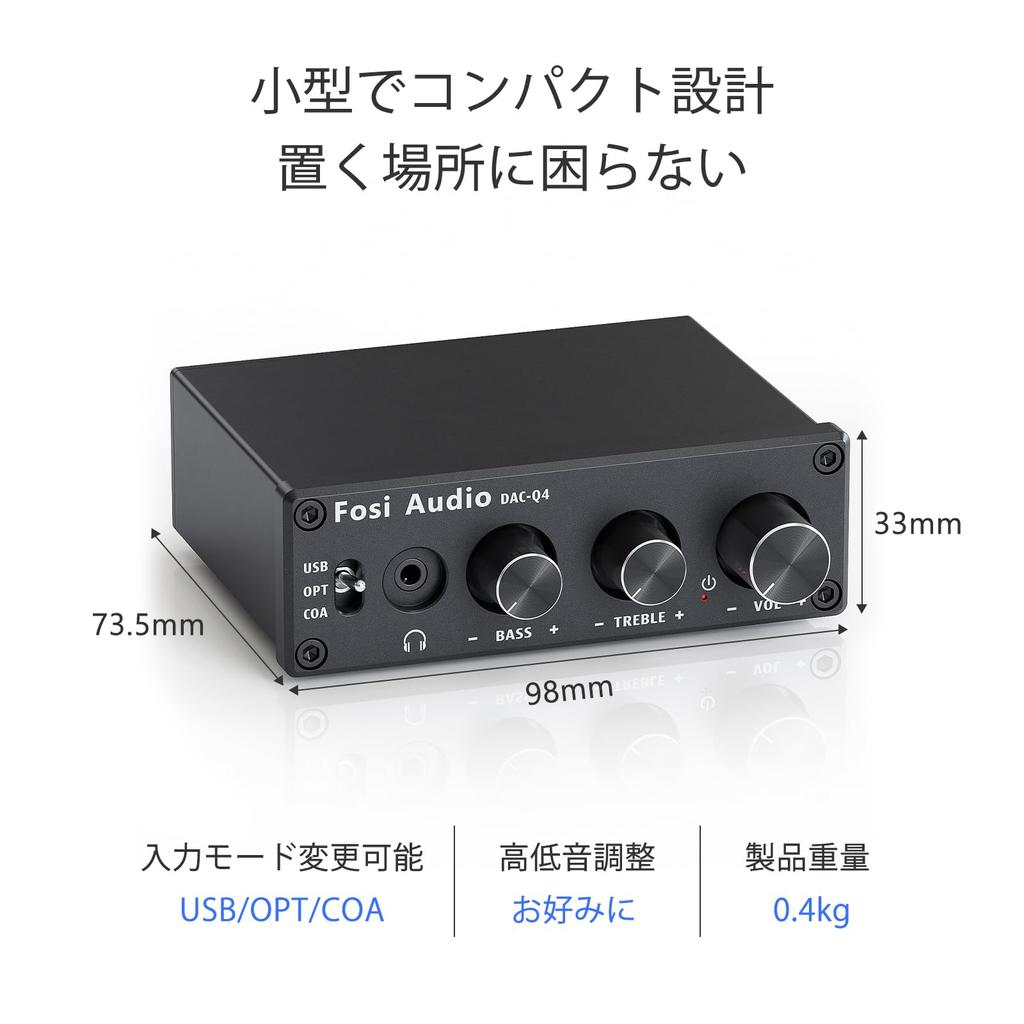 Fosi Audio Q4 DAC Headphone Amplifier Small Mini Stereo Optical Digital Compact Duck Headphone Amplifier 192KHz Input Compatible with Compatible with