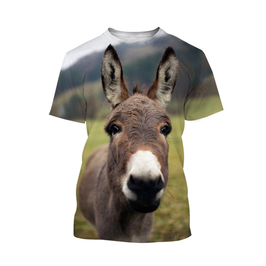 Summer 3D Animal Donkey Graphic T Shirts Men Fashion Casual Personality Printed Hip Hop Street Style Round Neck Short Sleeve