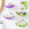 3Pcs Wall Mount Lotus Soap Dish Double Layers Quick Drain No Drill Kitchen Bathroom Shampoo Bar Soap Holder Container Box Saver