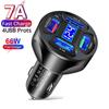 5V 7A New 4 Ports USB Car Charger LED Digital Display QC 3.0 66W Fast Charging Car Phone Charger for IPhone 12 13 Huawei Samsung Xiaomi