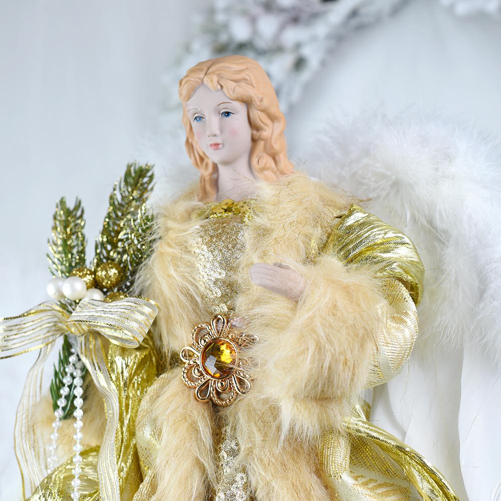 Christmas Doll Standing Treetop Figurine Angel In Gown Home Table Decoration Room Decor Statue Home Accessories Desk Decor