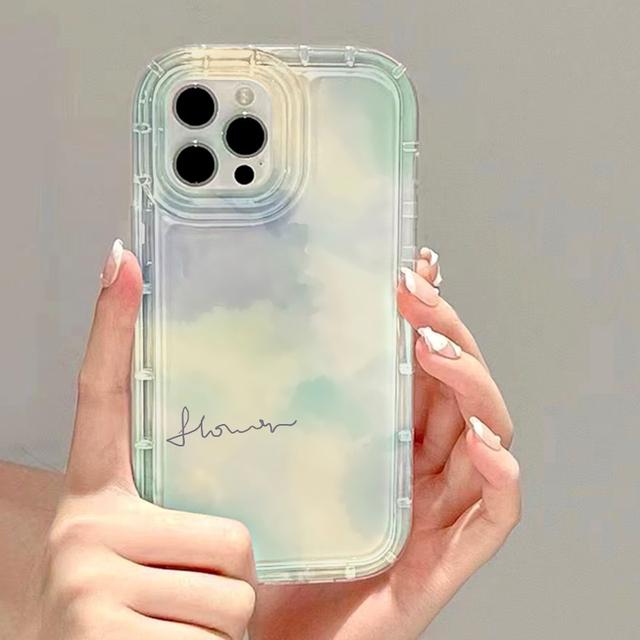 Purple Wash Painting Clear Phone Case For Iphone 13 11 12 14 Pro Max Xsmax X Xr 6 6s 7 8 Plus Se 2020 2022 Shockproof Back Cover