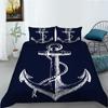 High Definition Digital Printed Bedding Set with Anchor Pattern Down Duvet Cover Pillowcase 2 or 3 Pieces DE200 * 200 Soft Washable Home Decoration