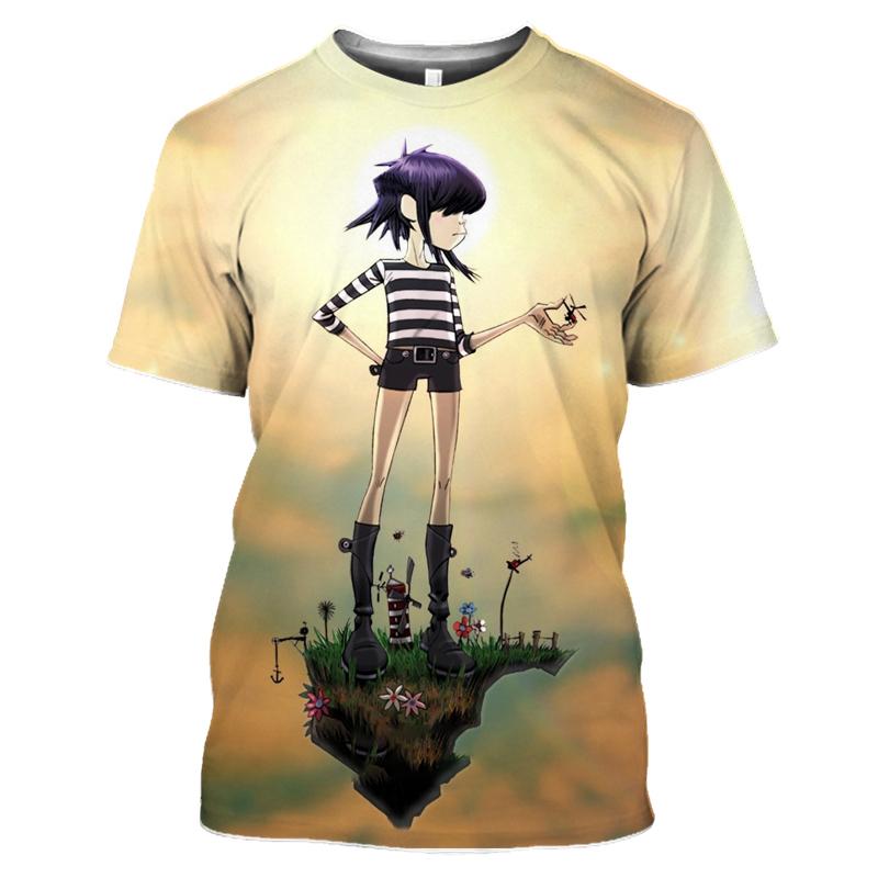 Rock Band Gorillaz Series Print Summer Men's O-Neck T-shirt Casual Short Sleeve Oversized T Shirts Fashion Trend Men Clothing