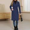 Women's Casual Fashion Solid Color Long-sleeved V-neck Tie Long Woolen Coat