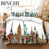 Europe City Building Bedding Set 3D Print Duvet Cover Cartoon Comforter Cover King For Kids Child Teen Boys Girls Bedroom Decor