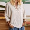 Autumn New Cotton and Linen Women's Shirt Plus Size Solid Long Sleeve Vintage Casual Blouse Women Tops Fashion Buttons V Neck Simple Shirts 24690
