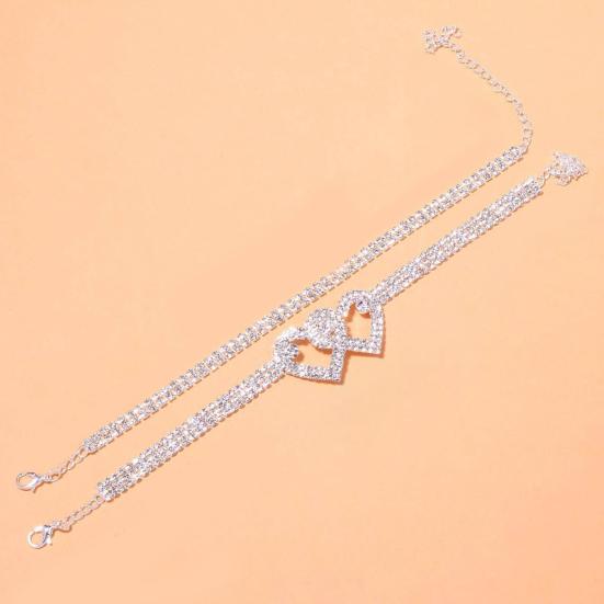1Pc/2Pcs Heart Anklet Adjustable Perfect Gift Lightweight Trendy Wedding Dance Yoga Foot Chain Jewelry Accessory
