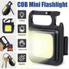 Small LED Flashlight COB Rechargeable Keychain Mini Flashlight 4 Light Modes Portable Pocket Light with Magnet Base for Fishing Walking Camping
