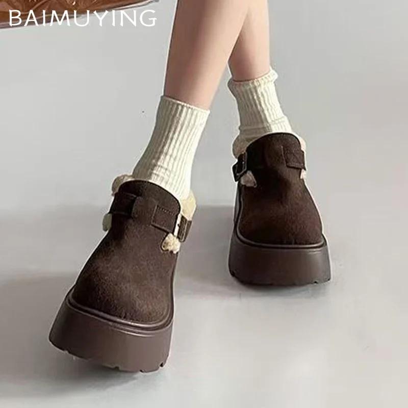 Suede Women Snow Ankle Boots Fur Platform Casual Sneakers Cotton Loafers Shoes Winter 2025 Trend Warm Walking Botas De Mujer