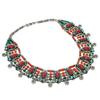 Tibetan Turquoise, Coral Gemstone Handmade 925 Sterling Silver Necklace 18" G0M79