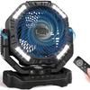 Oscillation Rechargeable Cordless Fan for Camping and with Remote Off Outdoor 4 Speed LED Heat Heatstroke Outdoor Disaster Black [Automatic &