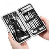 9/16/19Pcs Manicure Set Black Stainless Steel Nail Clippers Cuticle Nipper Pedicure Professional Care Tool Cleaning Grooming Kit