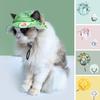 Pet Hat with Ear Holes Soft Breathable Cat Hat with Adjustable Strap Summer Outdoor Sun Visor for Small Medium Dogs Cats