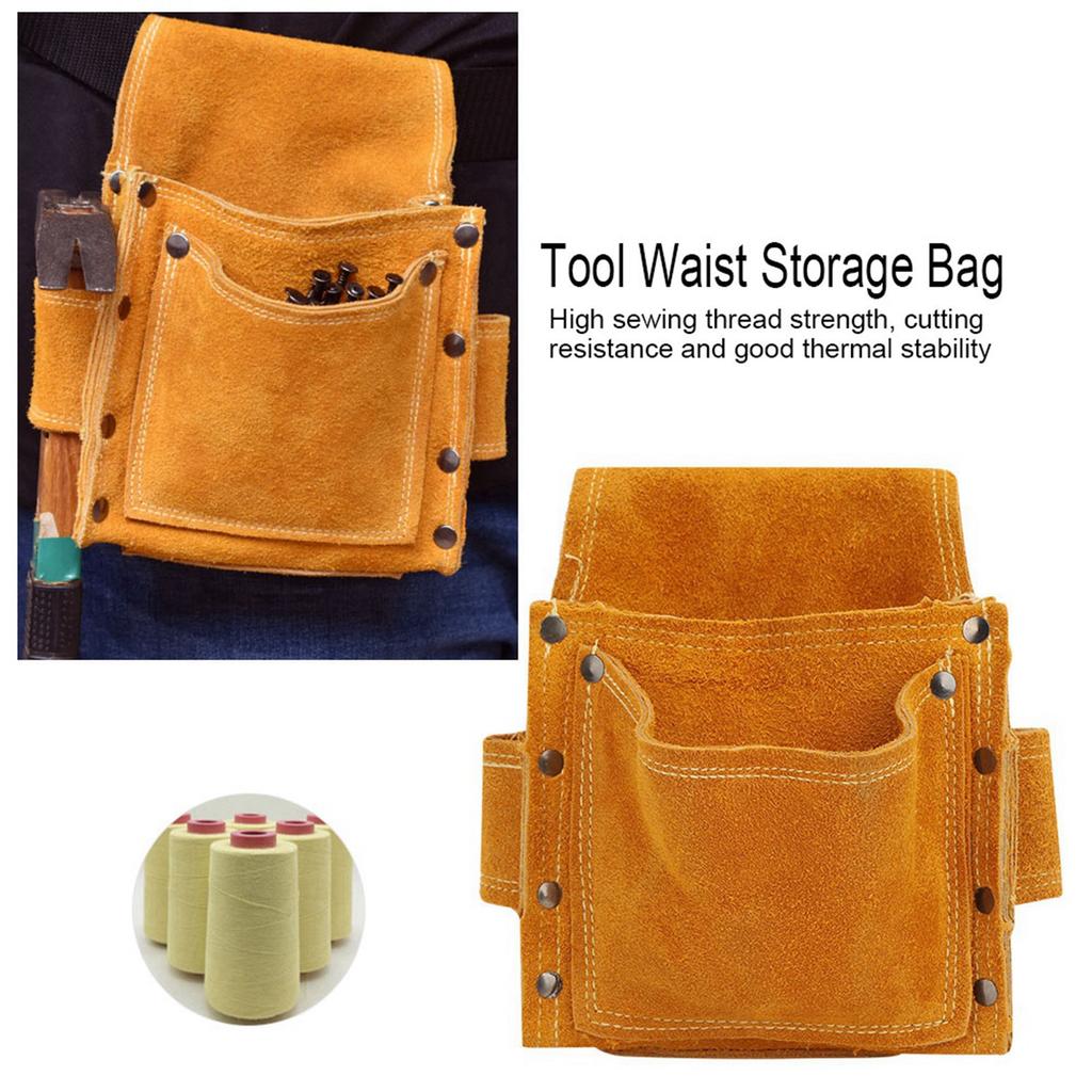 Tool Waist Bag Multifunctional Wearable Thickened Cowhide Hardware Tool Storage Toolkit