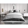 Parure De Lit - Housse Couette + 2 Taies - 260 X 240 Cm - Graphique Noir Et Blanc - 100% Coton Doux