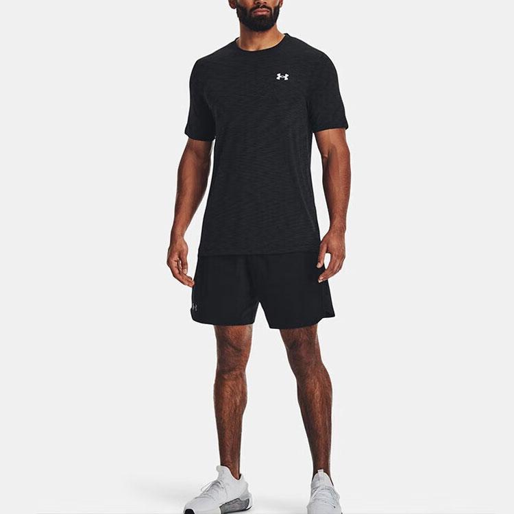 Under Armour Футболка с коротким рукавом для фитнес-тренировок с твердым логотипом, мужская, черная 1359870-001