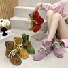 Fashion AIYUQI Ankle Boots Women's 2025 New Genuine Leather New Women's Biker Boots Lace-up Suede Women's Booties