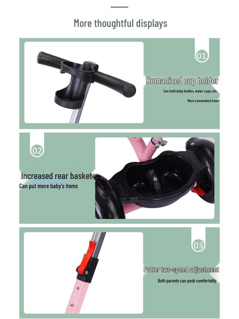 Lightweight Pedal Car Tricycle for Kids Aged 1-5 – Outdoor Stroller/Bicycle