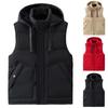 Men's Winter Trend Wear Loose Thick Down Cotton Clip Multi-pocket Solid Color Casual Hooded Vest Coat