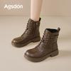 Augustine Martin Boots Women's 2025 New Autumn Brown Short Boots British Style Medium Tube Maillard Knight Boots