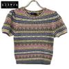 Multicolor Striped Pointelle Pullover Knit Tops XS multicolorUsed
