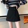 Half-length Skirt for Women In Autumn Large Size High Waist Irregular Pants Skirt Thin Black A-line Buttock Skirt
