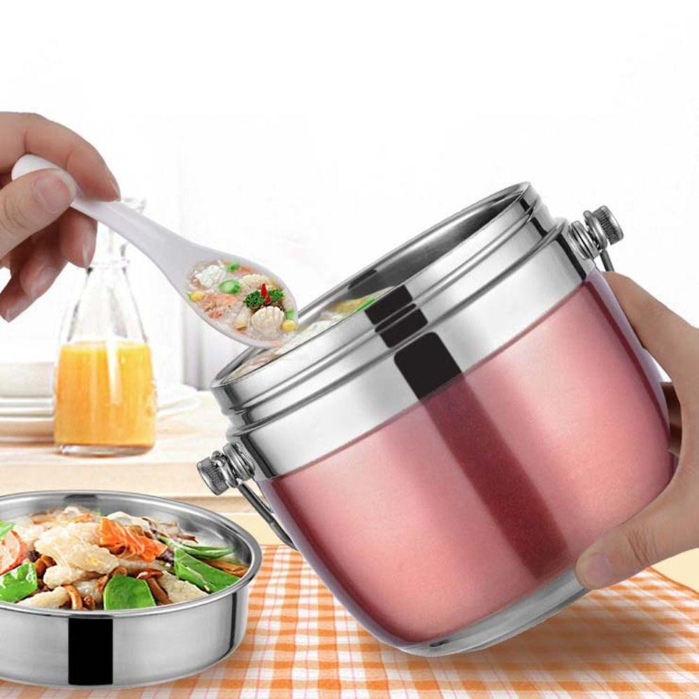 2 Layer Insulated Lunch Box 1200/1500ML Thermos Soup Jar Portable Thermal Food Container  School