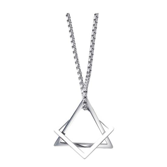 Men Necklace Triangle Square Pendant Necklace Dating Work Party Versatile Style Necklace Clothing