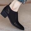 Thick Heel Bare Boots Women's 2025 Commuting Pointed Head Splicing Medium Heel Retro Deep Mouth One-pedal Women's Shoes