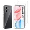 Case and Screen Protector - Phonillico® - Honor 400 5G - Flexible - Transparent - 2 Tempered Glass