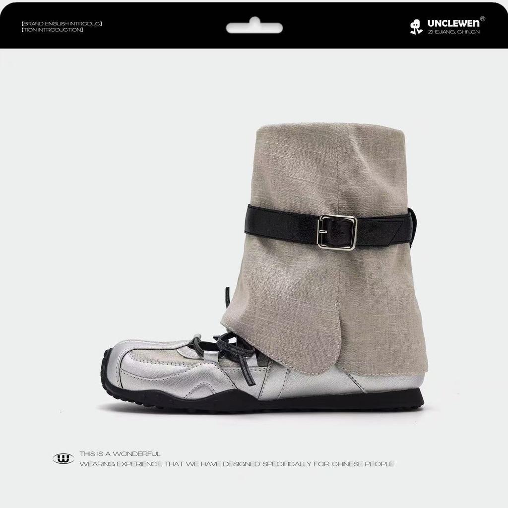 Туфли Мэри Джейн на шнуровке с рукавами женские 2025 лето новая мода универсальные супер крутые спортивные повседневные плюшевые короткие ботинки