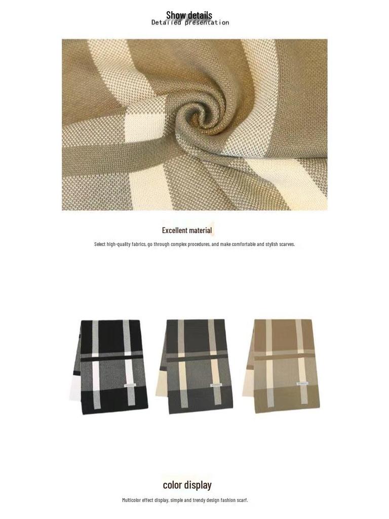 Men's Autumn/Winter Plaid Scarf: Warm Korean-Style Versatile Snood for Students and Youth