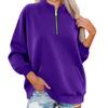 Women's Fashion Long Sleeve Loose Oversize Solid Color Half Zipper Neck Sweater Top With Pockets