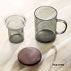 PIGE HOME 400ml Filter Cup Heat-resistant Glass Tea Cup with Filter and Wooden Lid Anti-scald Handle Glass Cup Drinking Cup