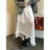 White Lace Asymmetrical Skirt Women Fairycore Sweet Vintage Mid Irregular Skirt Korean Style Aesthetic Ruffle Skirts