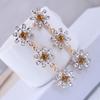 Crystal Flower Long Pendant Earrings Temperament Earrings Trendy Fashion Vintage Senior Women 'S Jewelry Earrings For Women