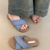 2025 New Flat-bottomed Crossed Slippers for Women To Wear Seaside Vacation Leisure Beach with Skirt One-word Slippers