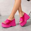 Summer Round Toe Open Toe Sexy Suede Wedge Platform Pumps Casual Beach High Heels Women's Sandals Zapatillas Mujer 2025