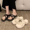 Summer 2024 New Platform Women's Toe Slippers Trendy Korean Version Comfortable Cross Strap Beach Shoes Fashion Sandals